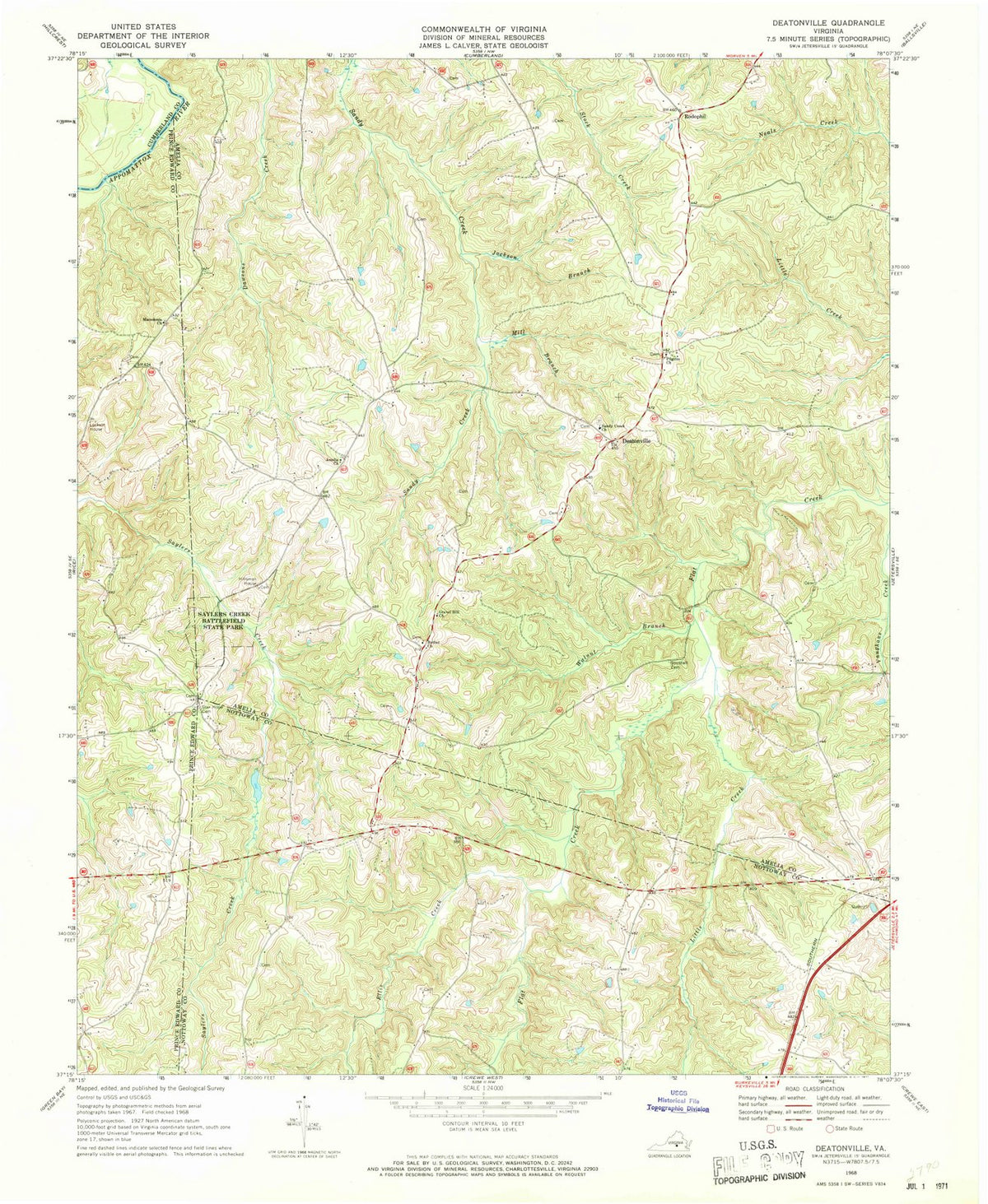 1968 Deatonville, VA - Virginia - USGS Topographic Map
