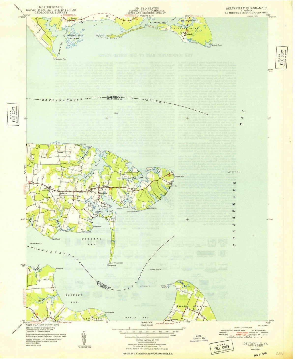 1948 Deltaville, VA - Virginia - USGS Topographic Map