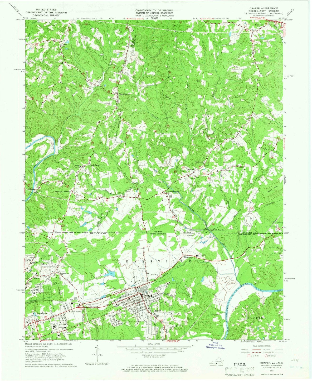 1965 Draper, NC - North Carolina - USGS Topographic Map