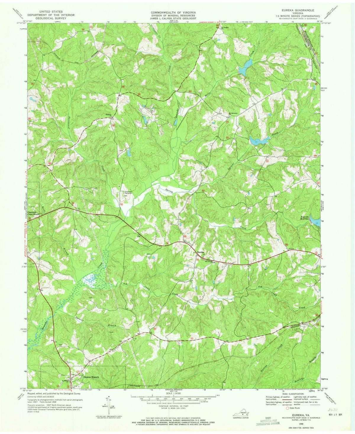 1968 Eureka, VA - Virginia - USGS Topographic Map