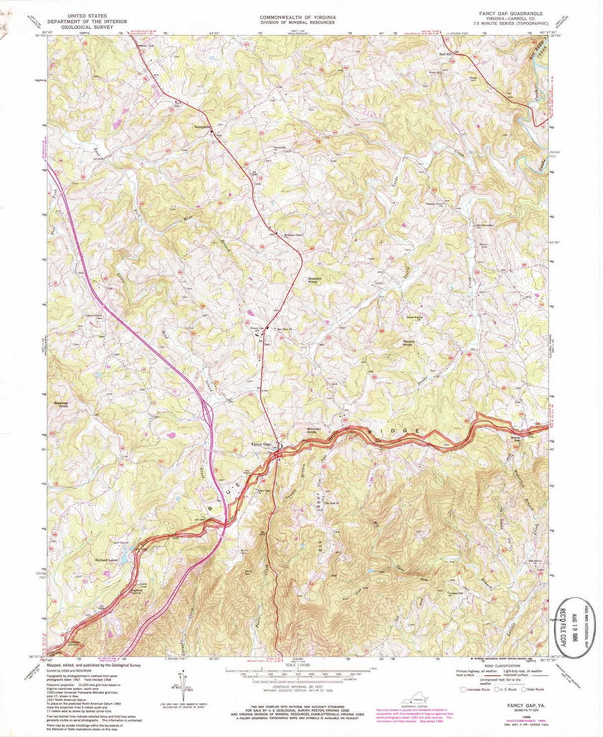 1968 Fancy Gap, VA - Virginia - USGS Topographic Map