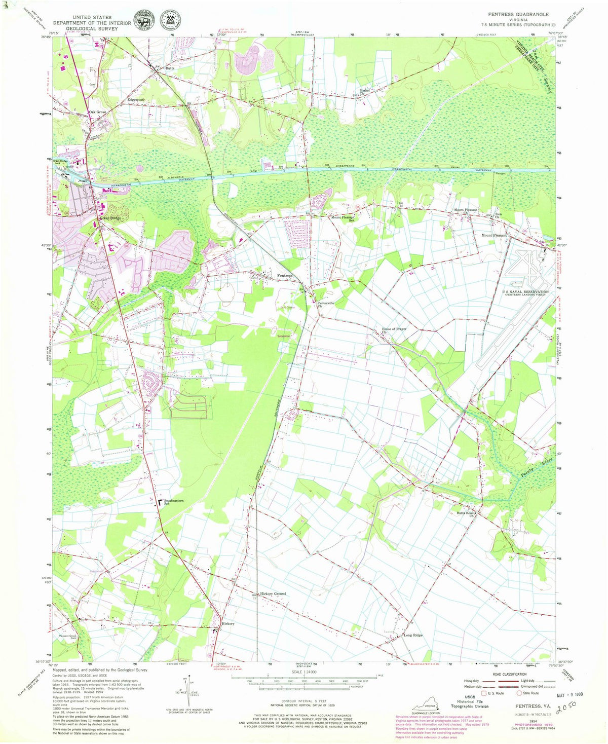 1954 Fentress, VA - Virginia - USGS Topographic Map