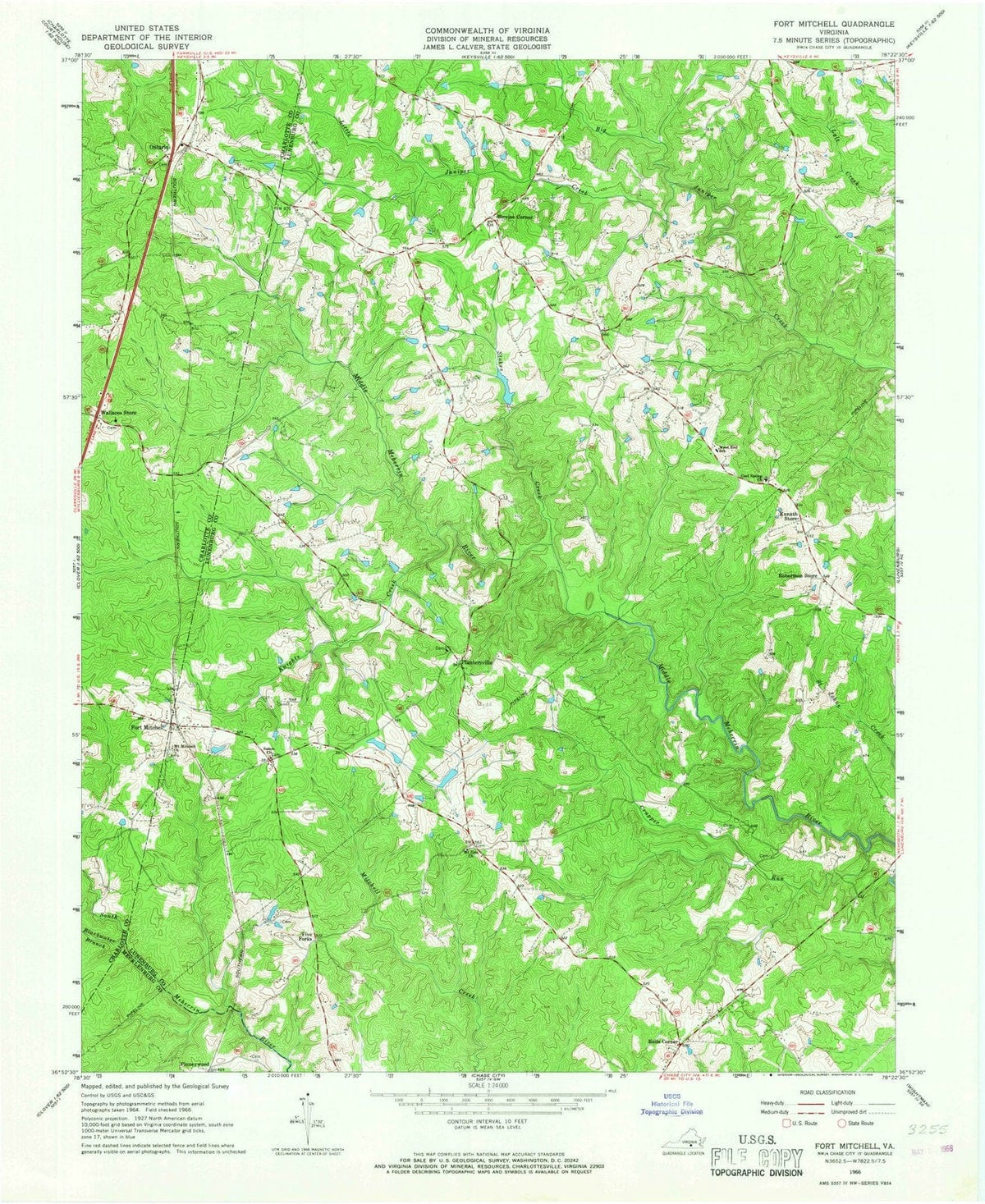 1966 Fort Mitchell, VA - Virginia - USGS Topographic Map
