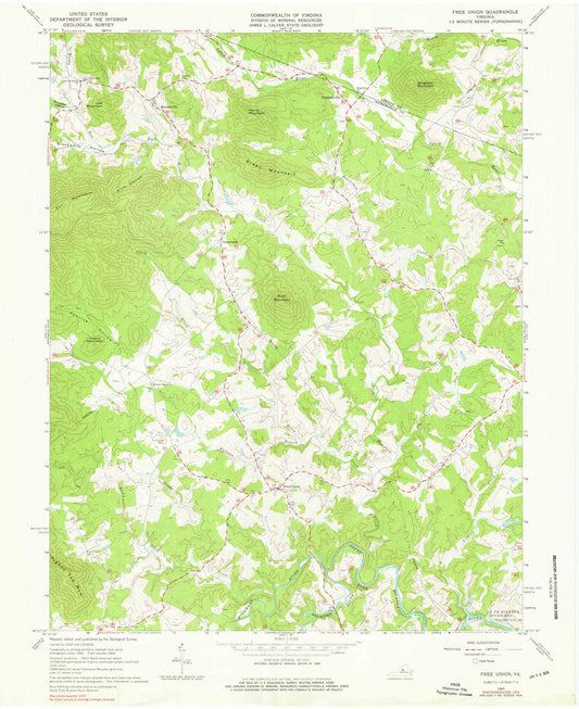 1965 Free Union, VA - Virginia - USGS Topographic Map