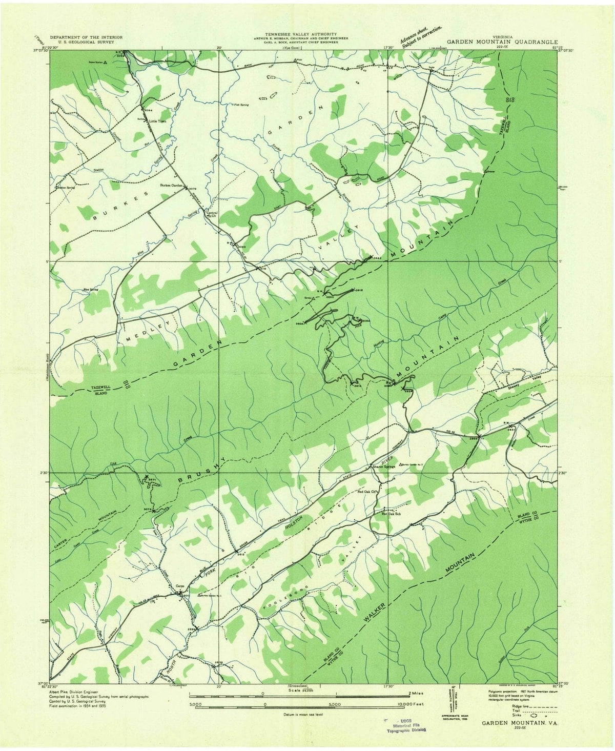 1935 Garden Mountain, VA - Virginia - USGS Topographic Map