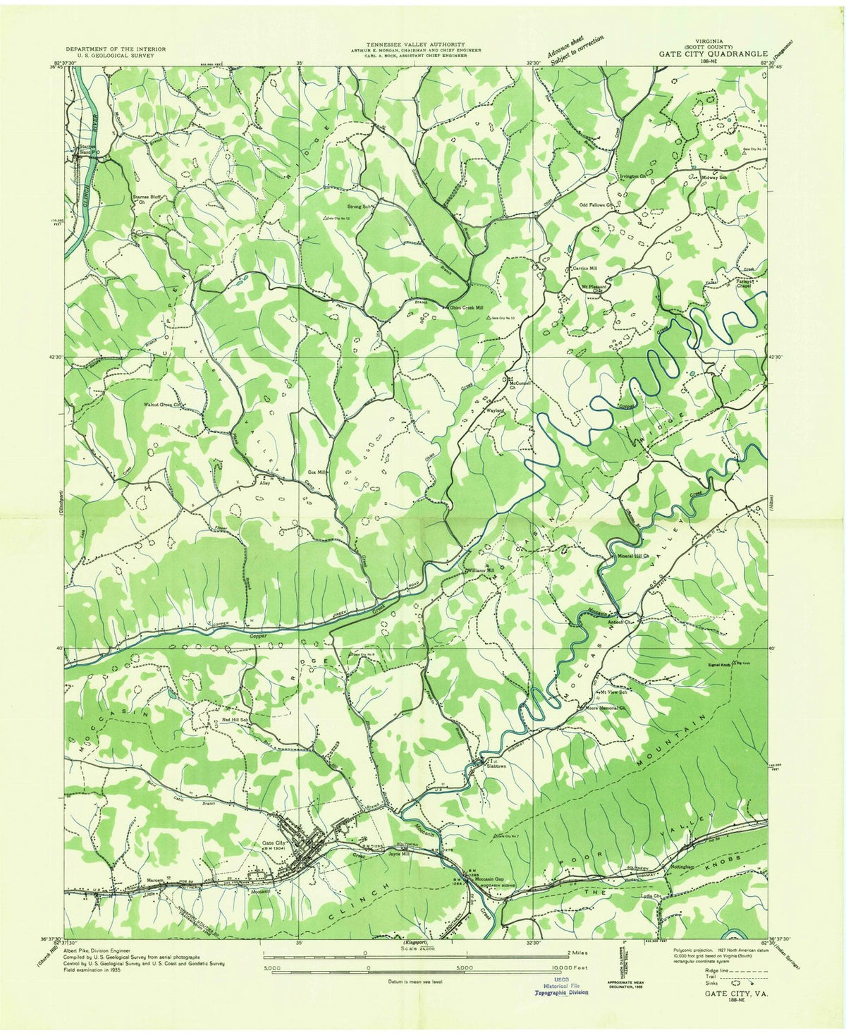 1935 Gate City, VA - Virginia - USGS Topographic Map