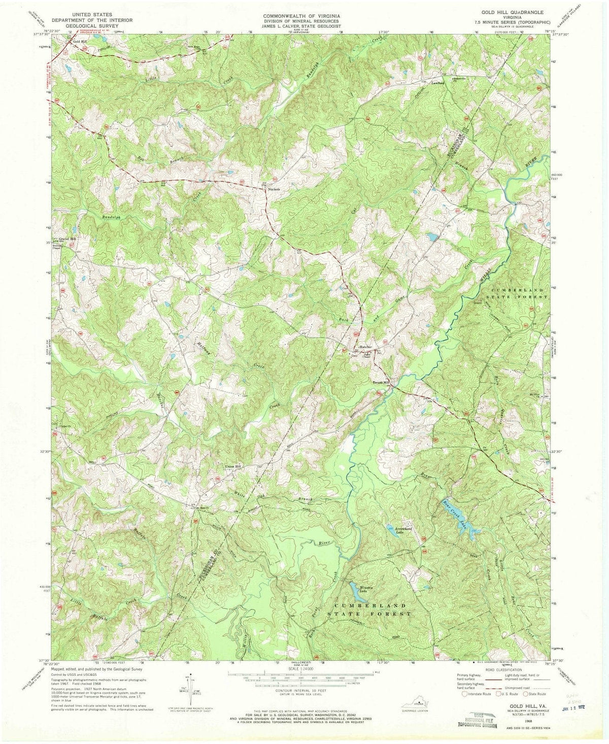 1968 Gold Hill, VA - Virginia - USGS Topographic Map