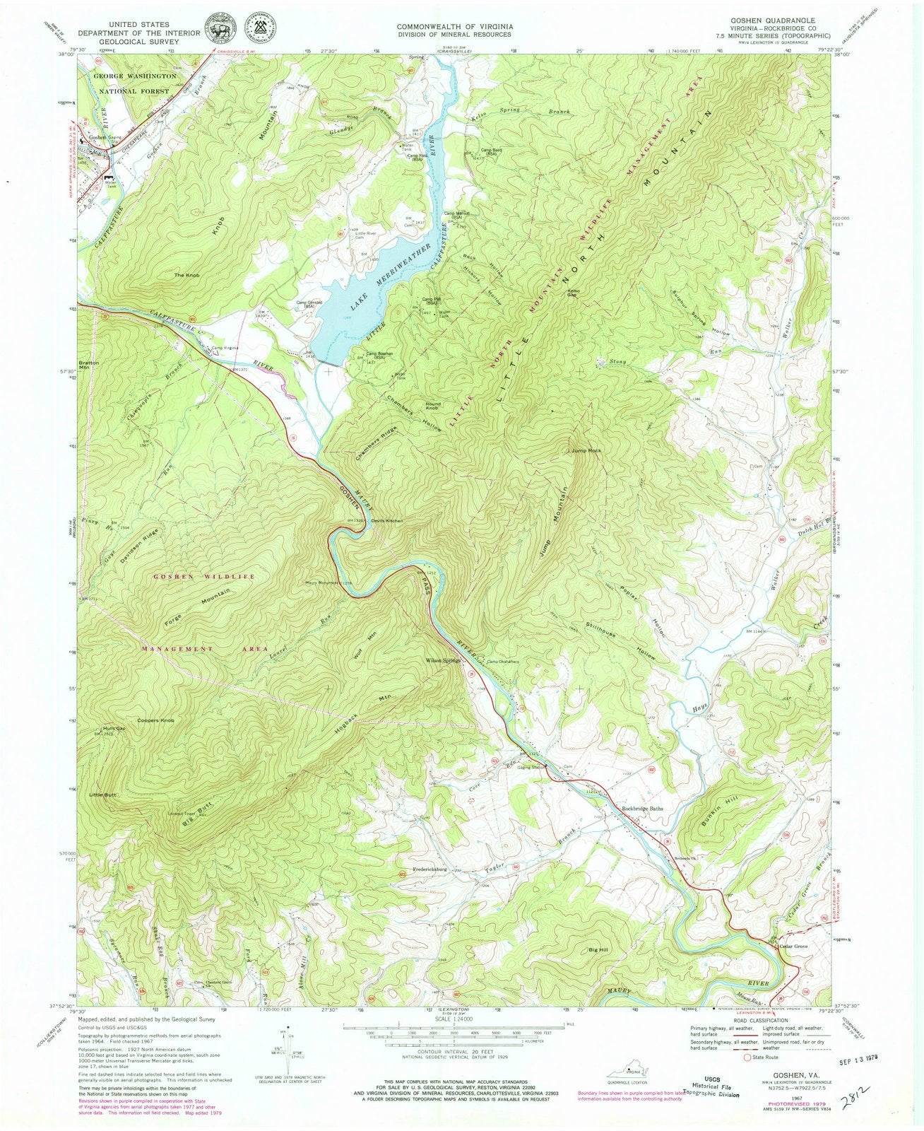 1967 Goshen, VA - Virginia - USGS Topographic Map