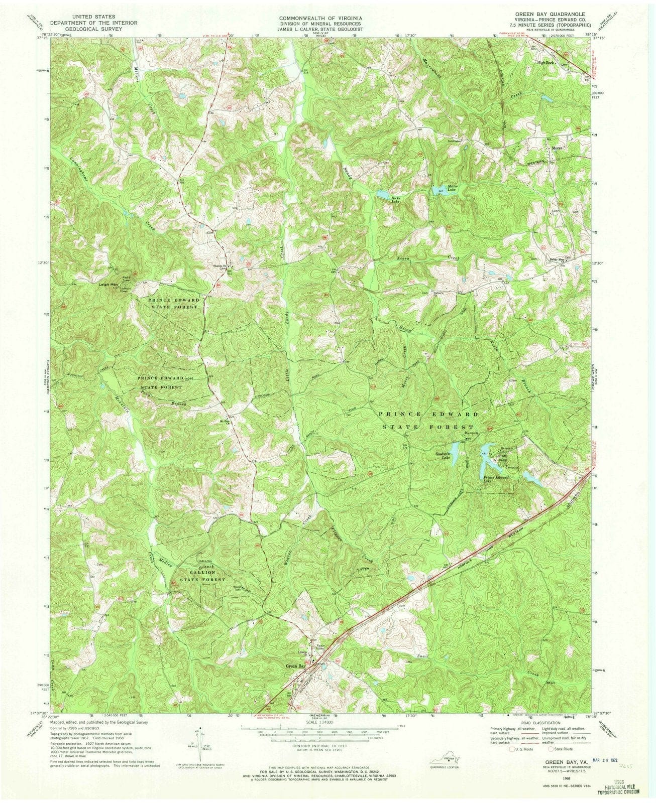 1968 Green Bay, VA - Virginia - USGS Topographic Map
