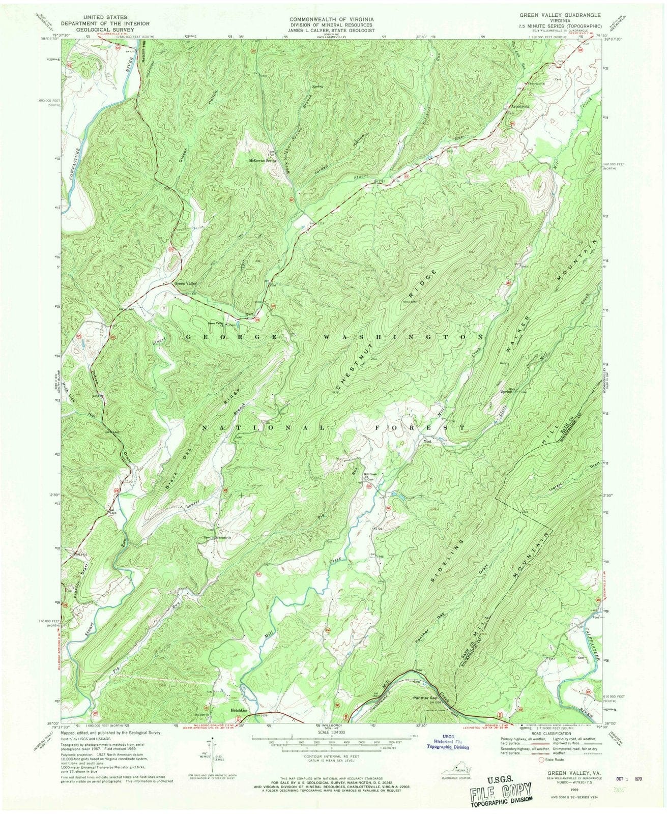 1969 Green Valley, VA - Virginia - USGS Topographic Map