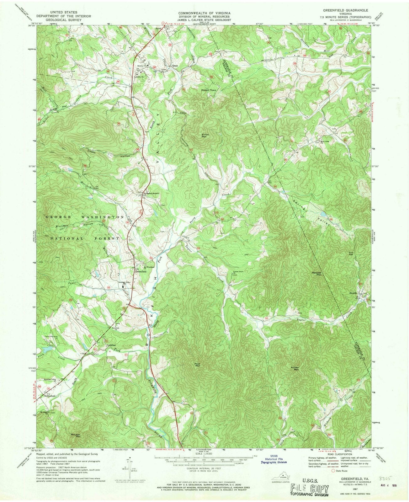 1967 Greenfield, VA - Virginia - USGS Topographic Map