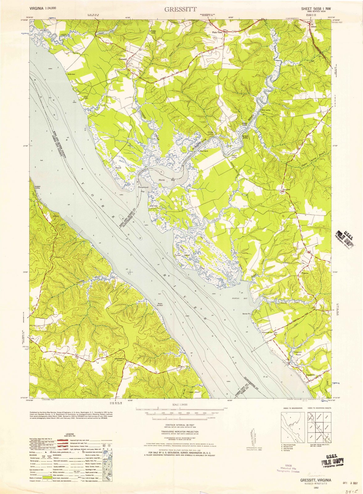 1952 Gressitt, VA - Virginia - USGS Topographic Map