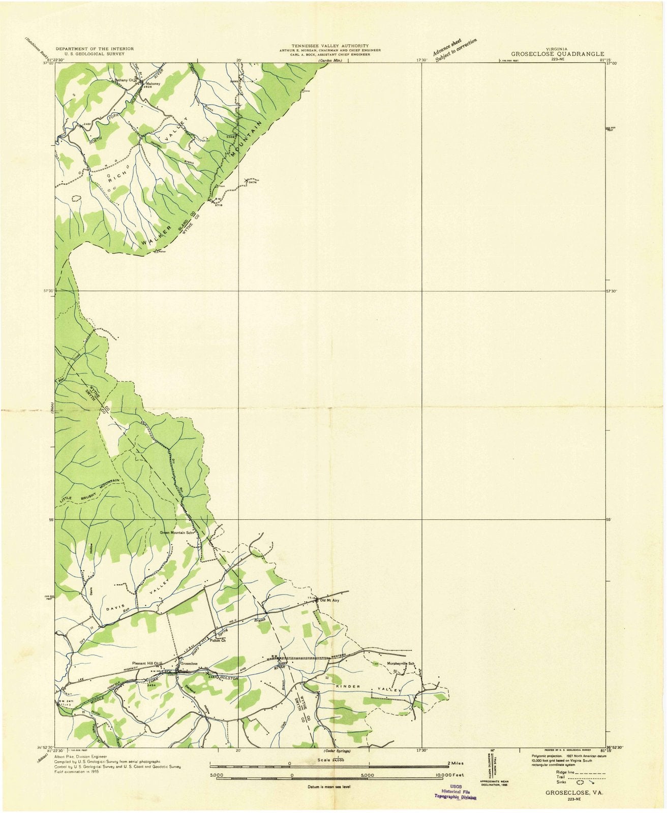 1935 Groseclose, VA - Virginia - USGS Topographic Map