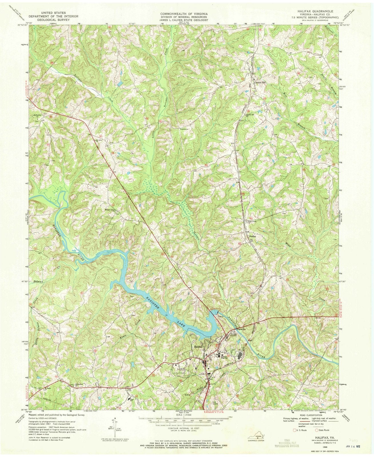 1968 Halifax, VA - Virginia - USGS Topographic Map