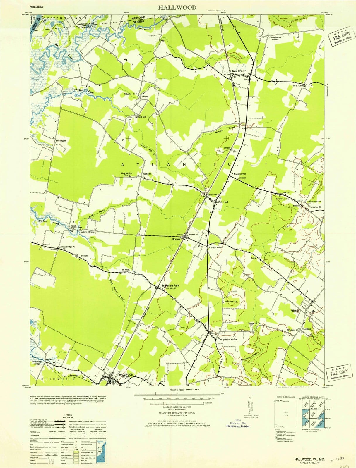1953 Hallwood, VA - Virginia - USGS Topographic Map