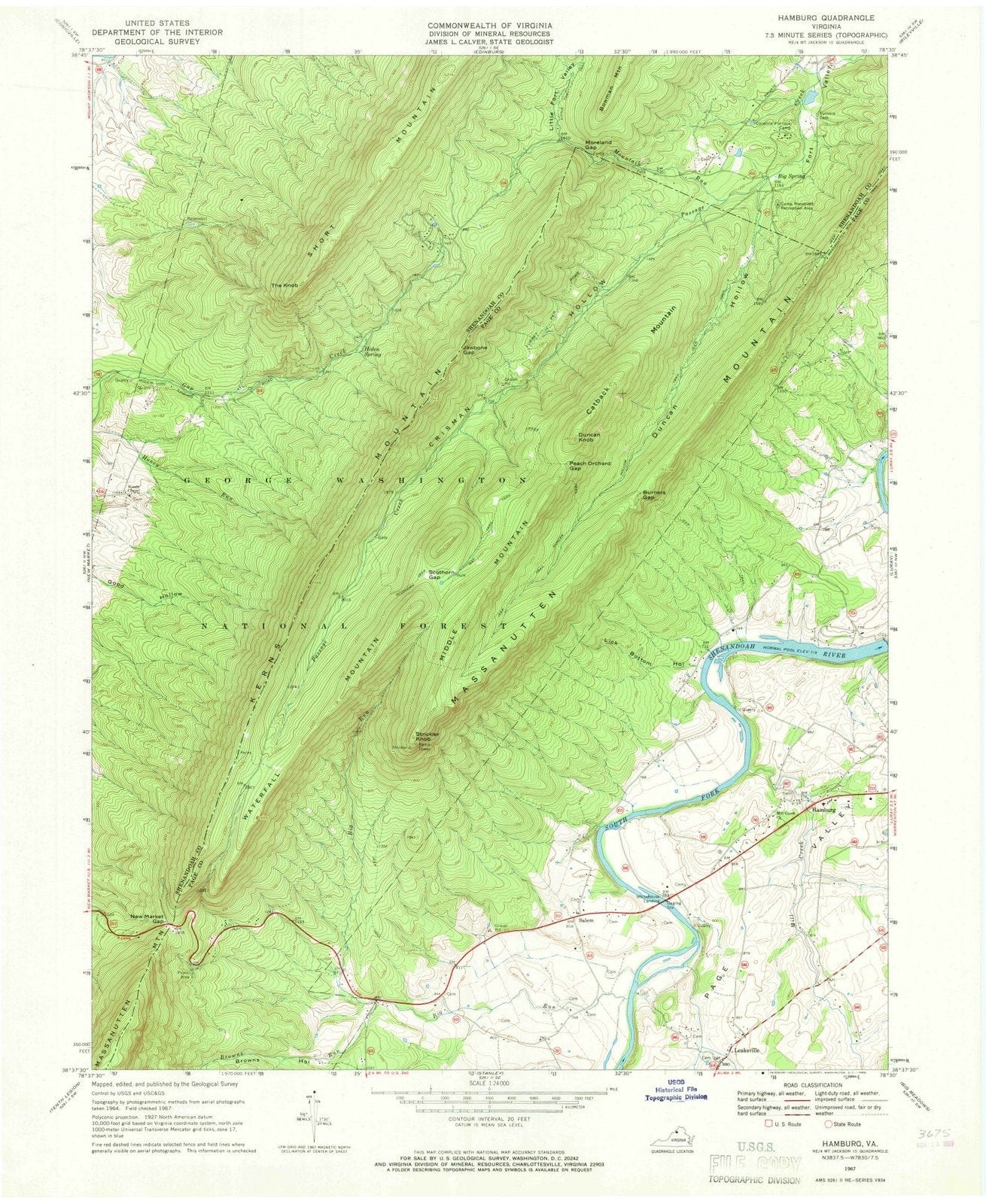1967 Hamburg, VA - Virginia - USGS Topographic Map