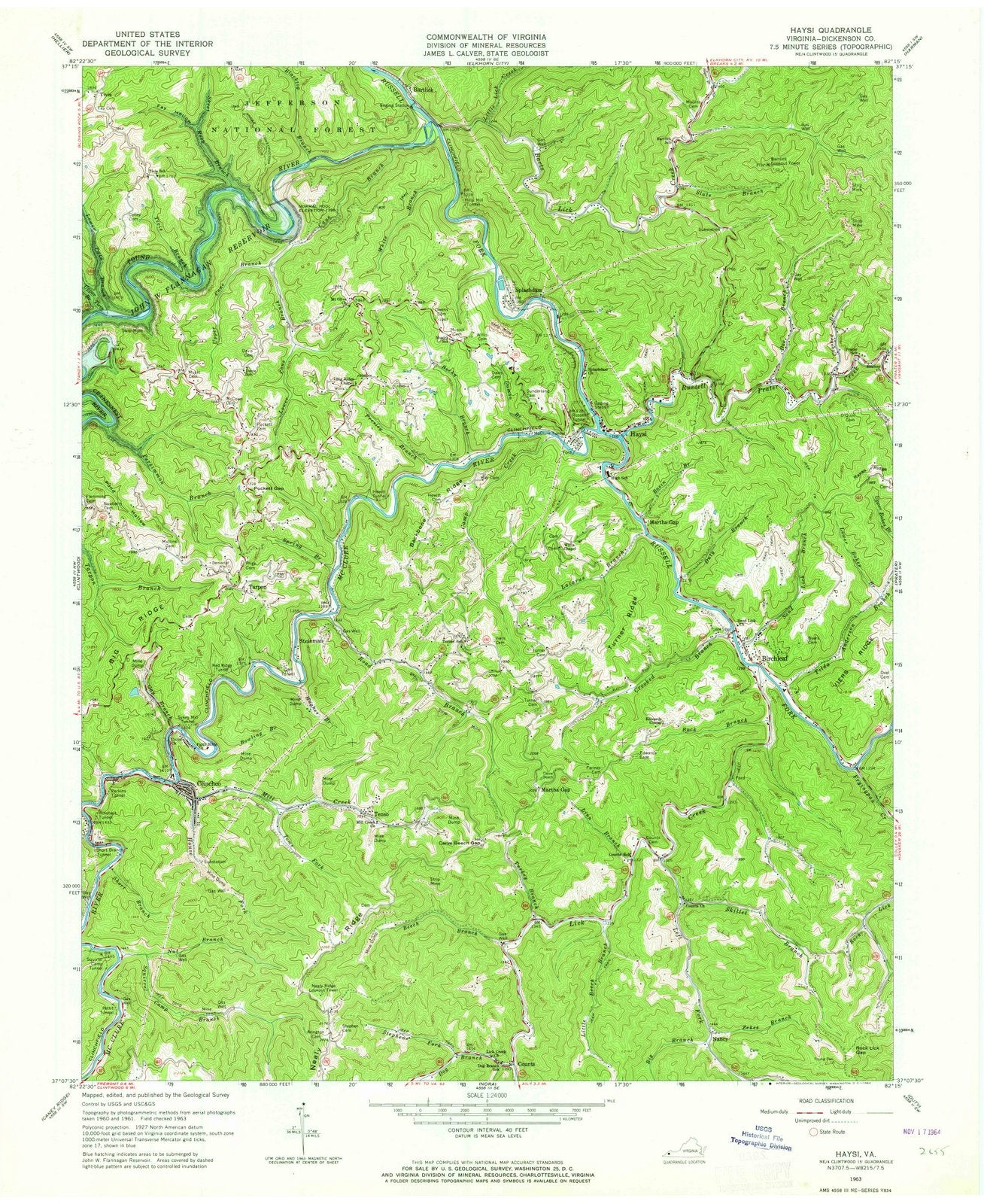 1963 Haysi, VA - Virginia - USGS Topographic Map