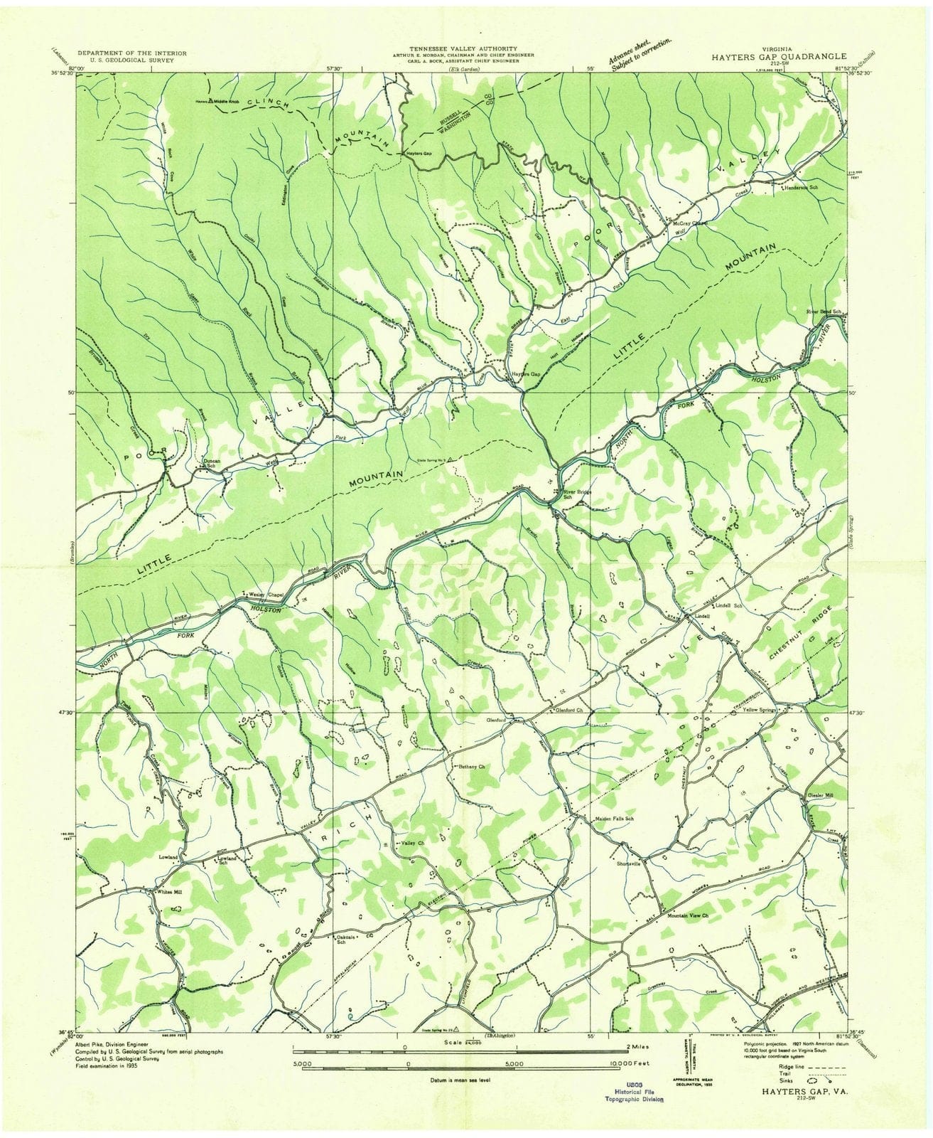 1935 Hayters Gap, VA - Virginia - USGS Topographic Map