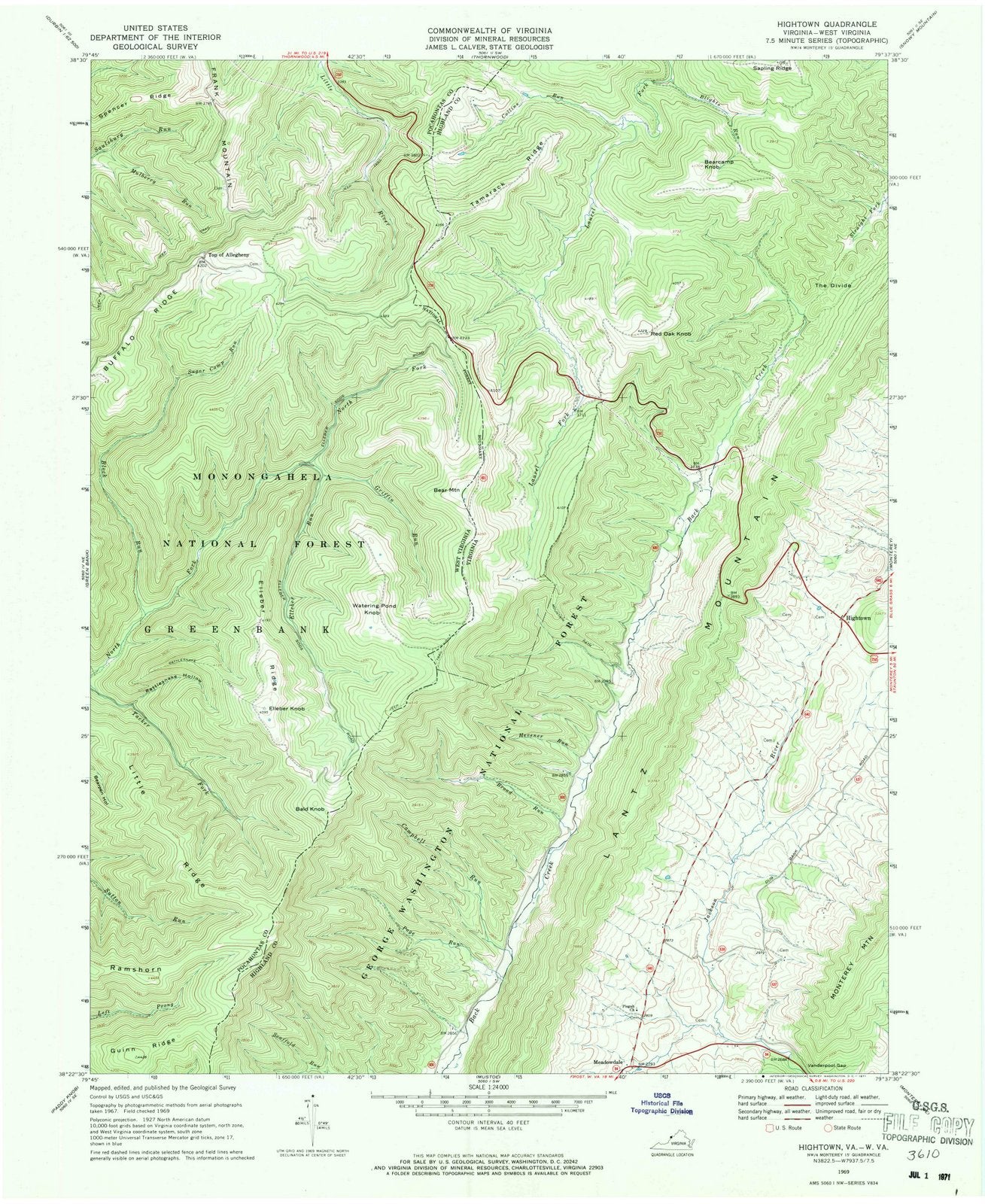 1969 Hightown, VA - Virginia - USGS Topographic Map