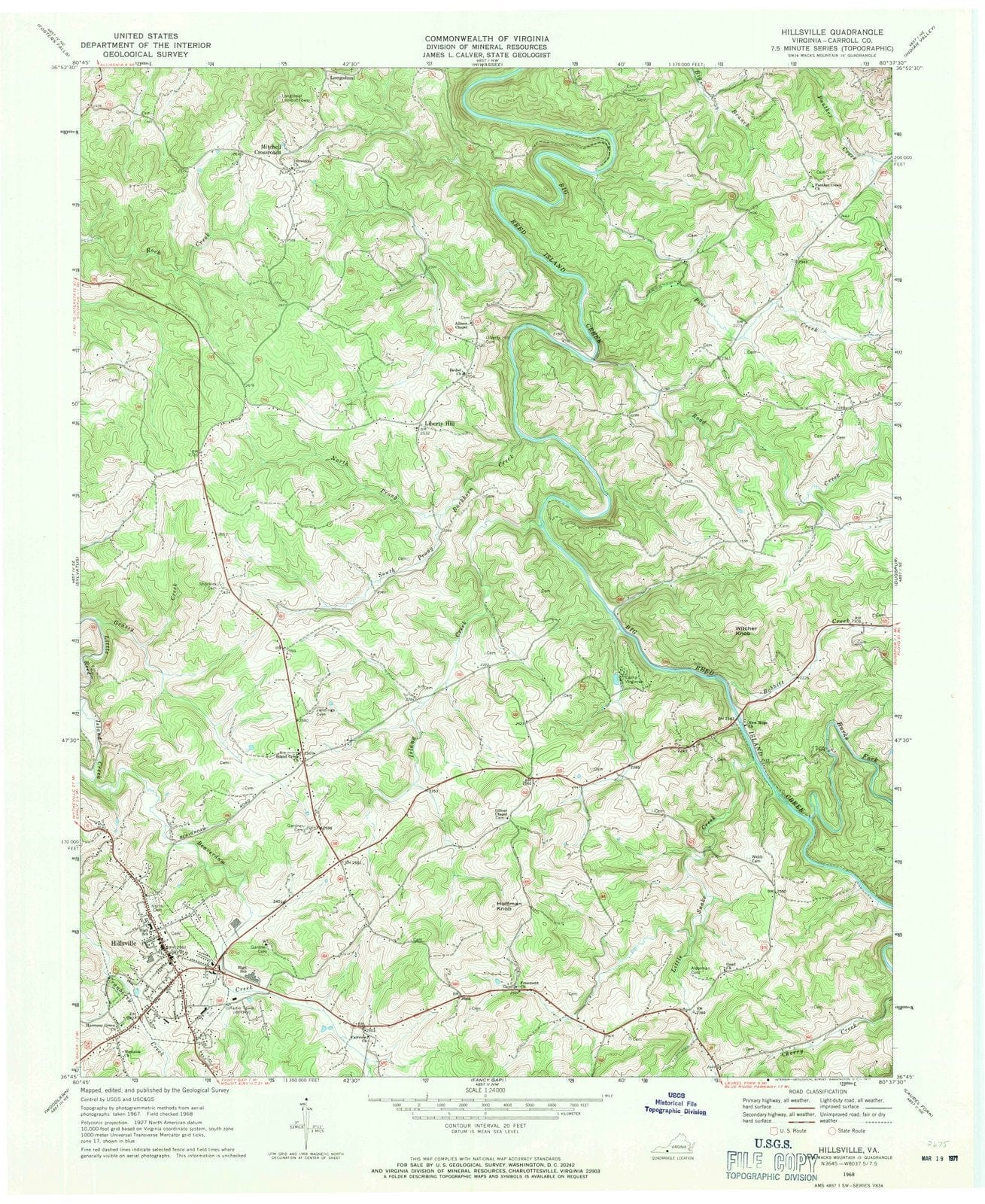 1968 Hillsville, VA - Virginia - USGS Topographic Map