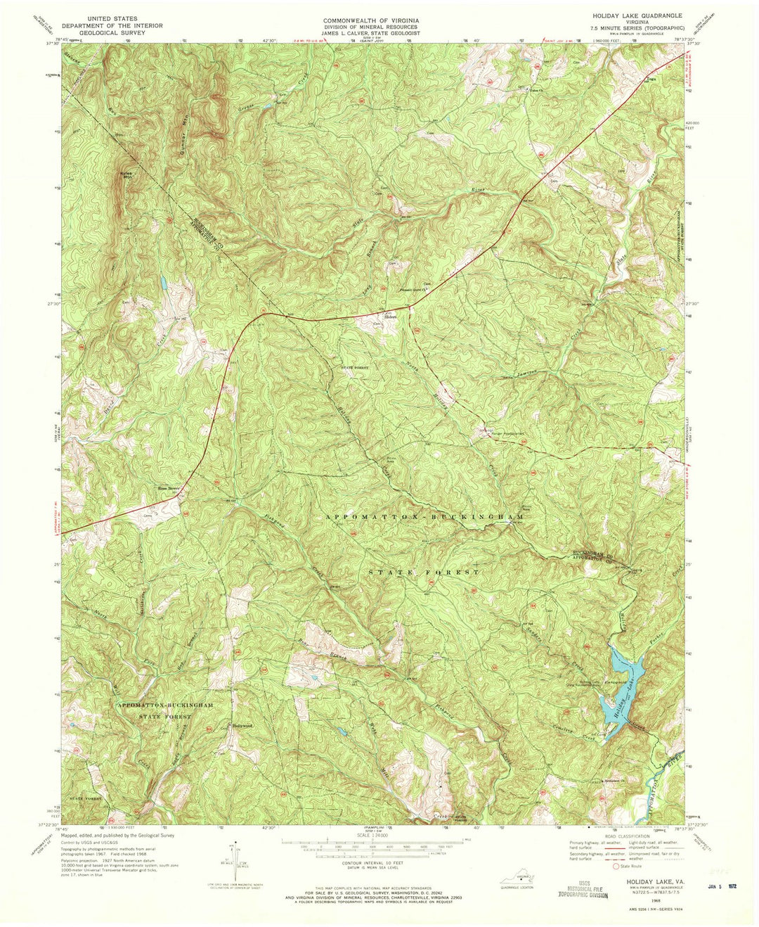 1968 Holiday Lake, VA - Virginia - USGS Topographic Map