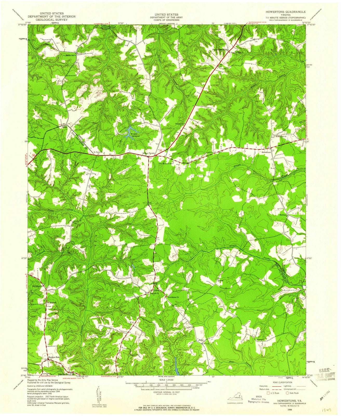 1944 Howertons, VA - Virginia - USGS Topographic Map