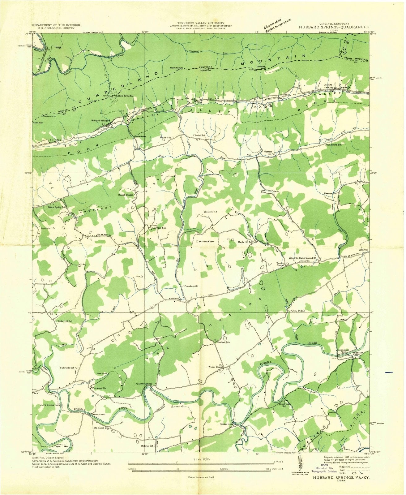 1935 Hubbard Springs, VA - Virginia - USGS Topographic Map
