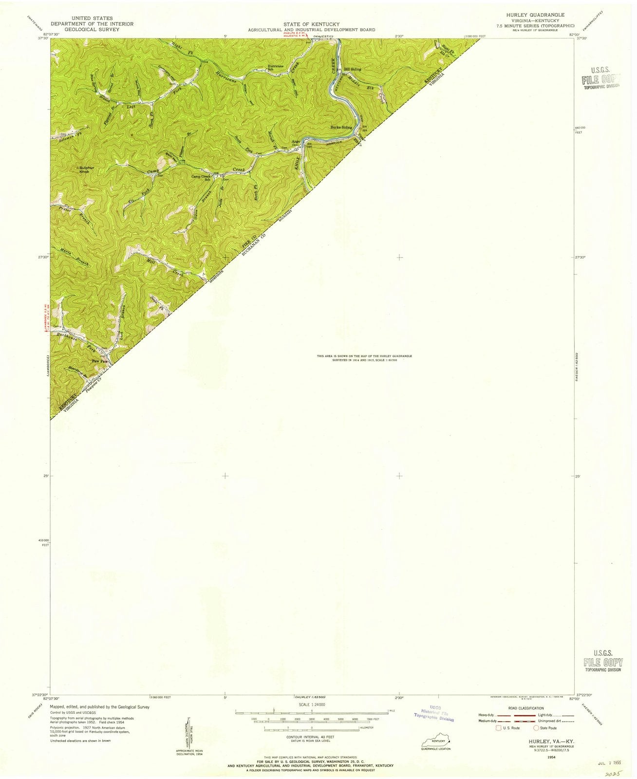 1954 Hurley, VA - Virginia - USGS Topographic Map