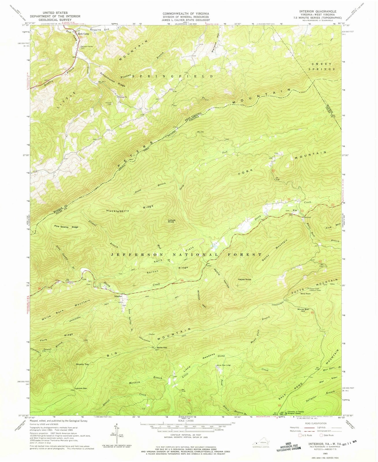 1965 Interior, VA - Virginia - USGS Topographic Map