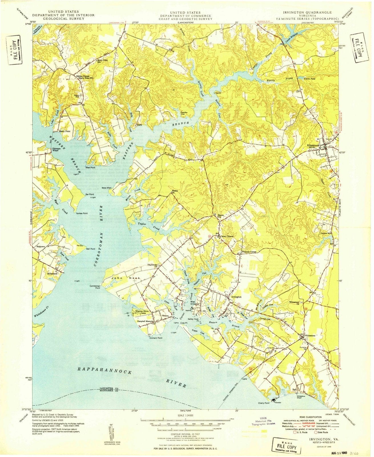 1949 Irvington, VA - Virginia - USGS Topographic Map