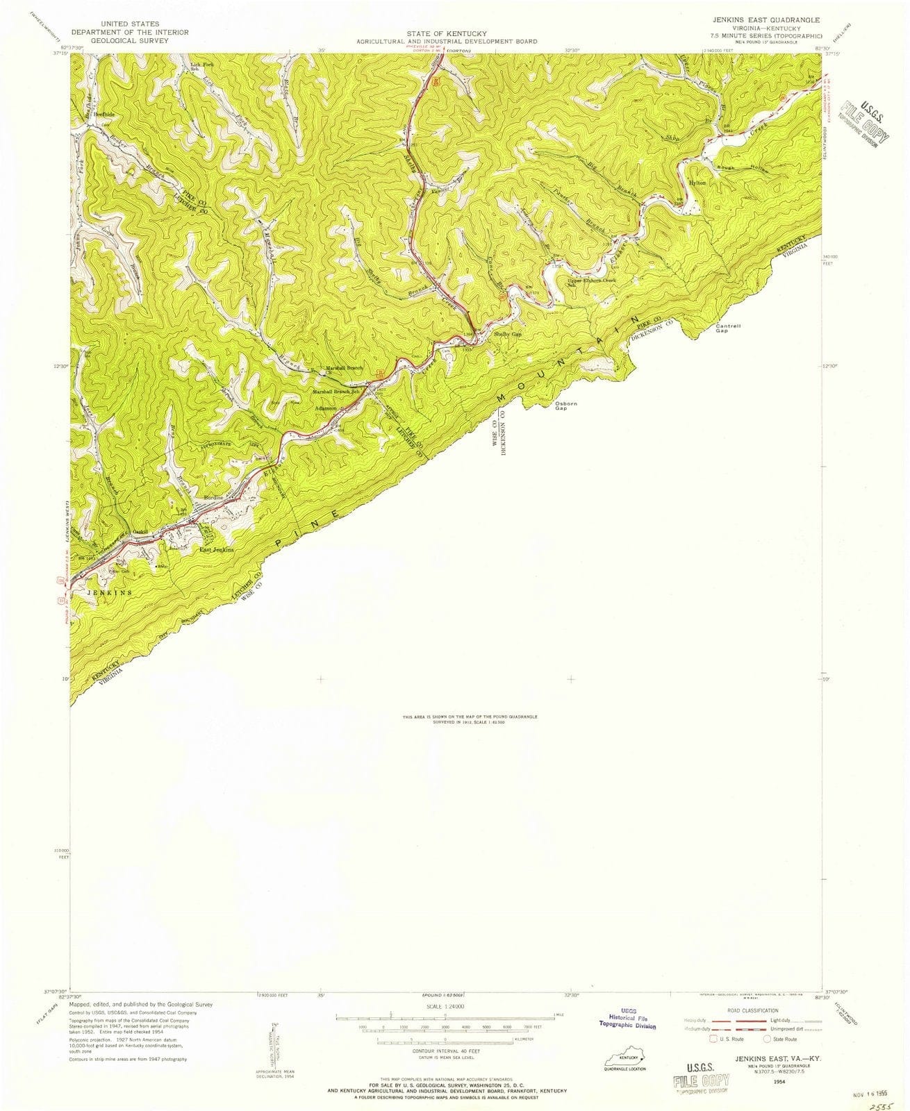 1954 Jenkins East, KY - Kentucky - USGS Topographic Map