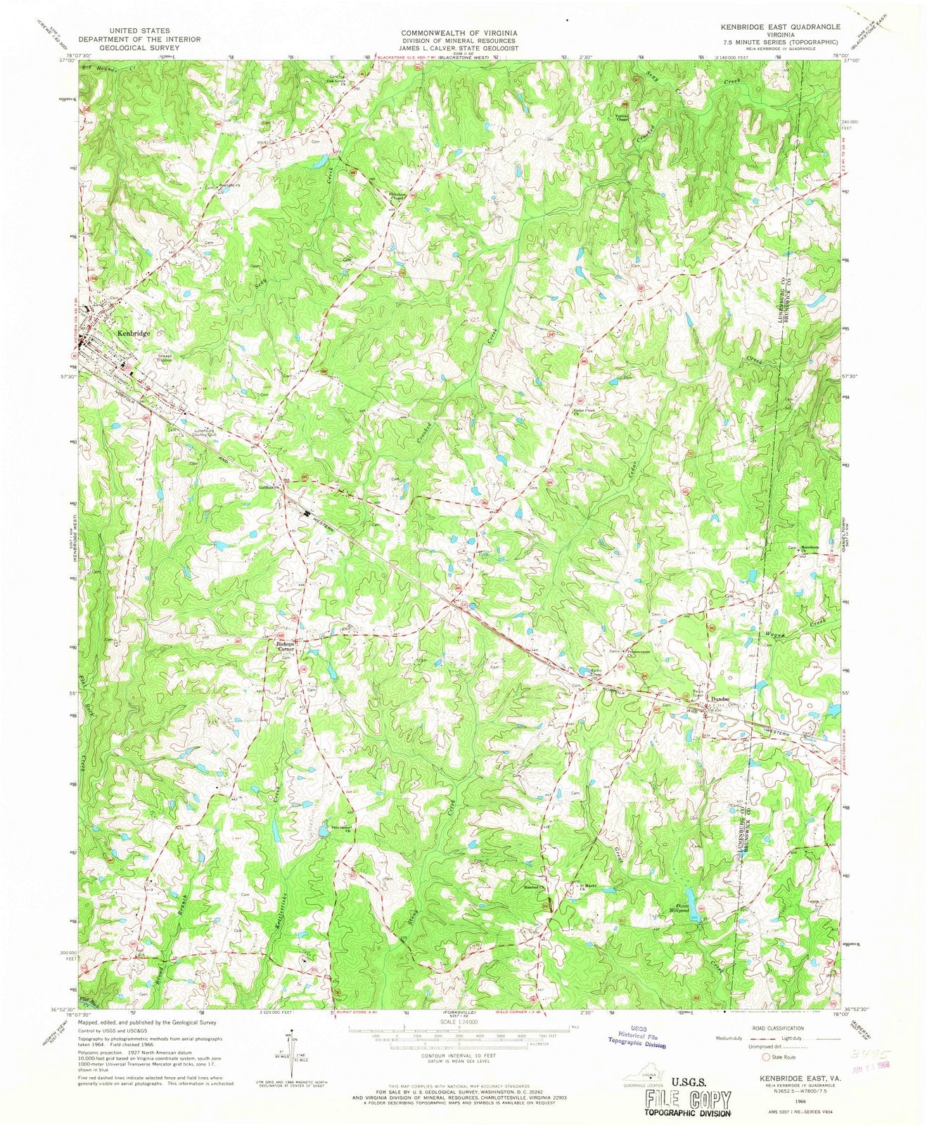 1966 Kenbridge East, VA - Virginia - USGS Topographic Map