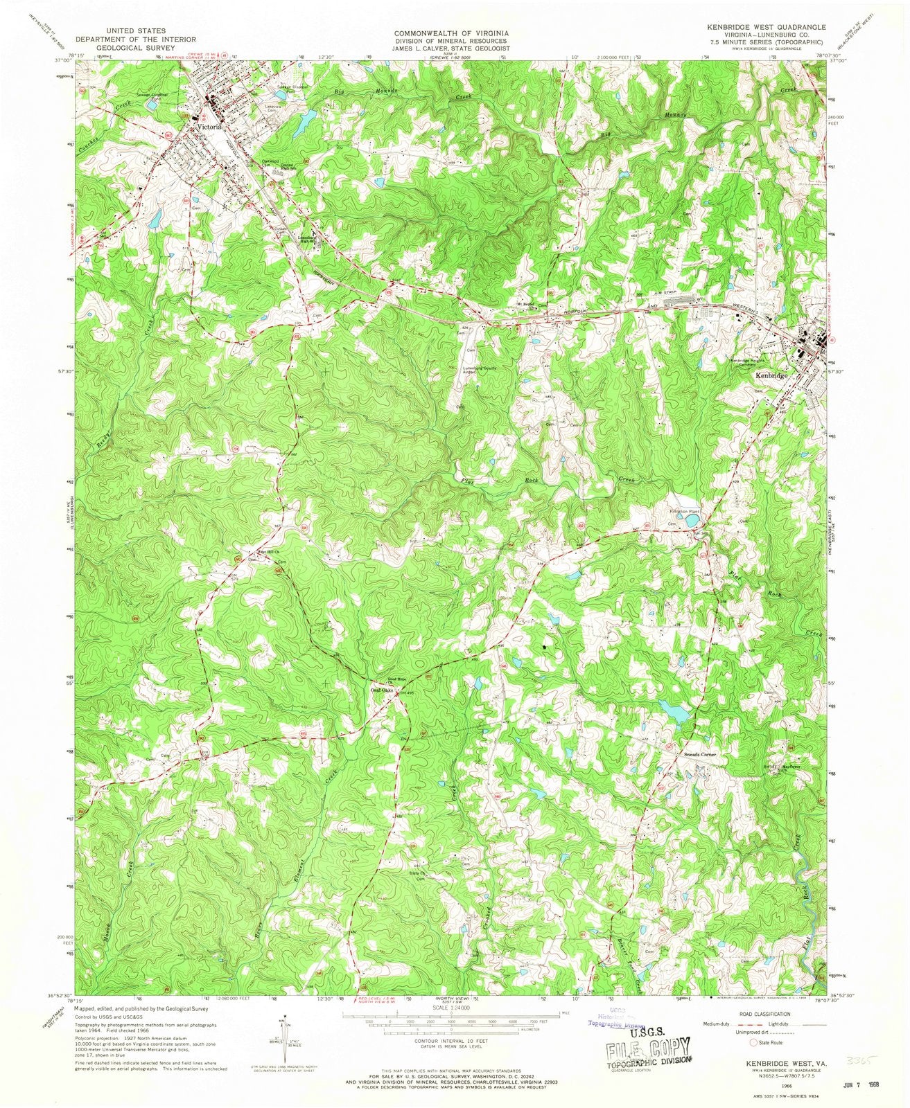1966 Kenbridge West, VA - Virginia - USGS Topographic Map