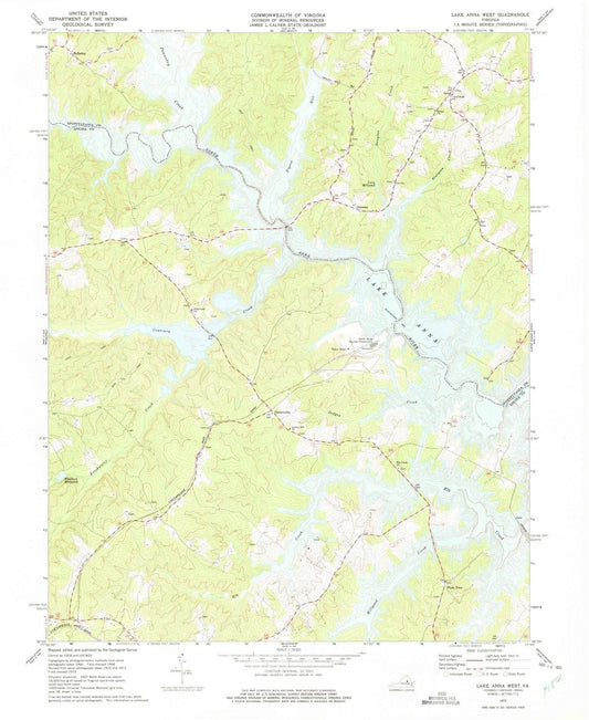 1973 Lake Anna West, VA - Virginia - USGS Topographic Map