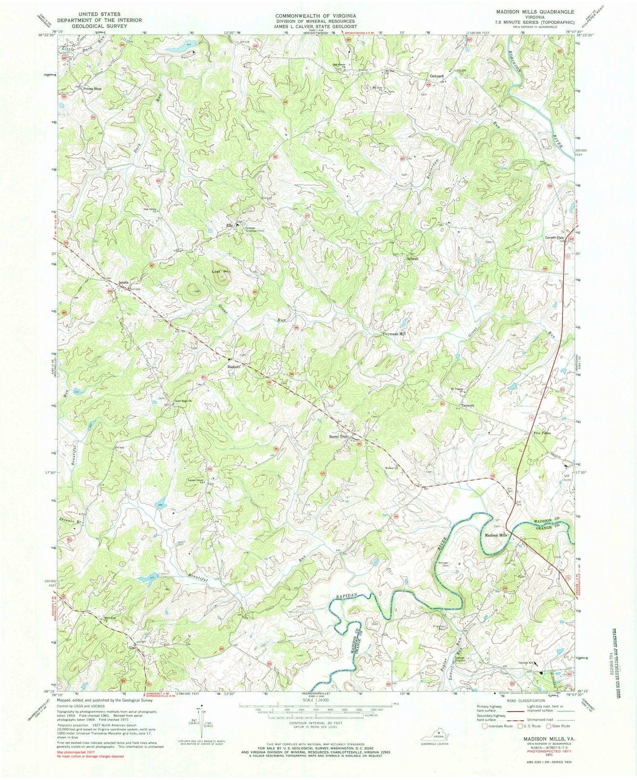 1971 Madison Mills, VA - Virginia - USGS Topographic Map