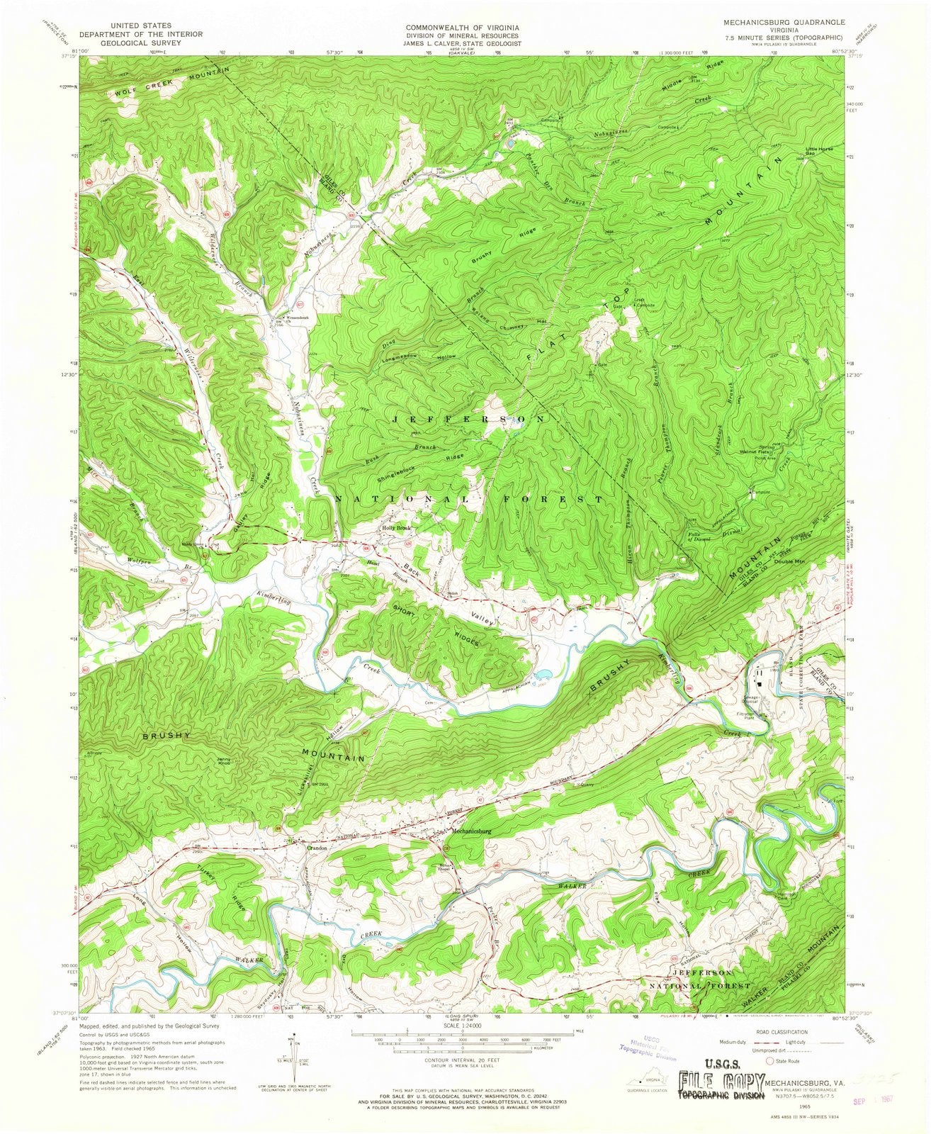 1965 Mechanicsburg, VA - Virginia - USGS Topographic Map