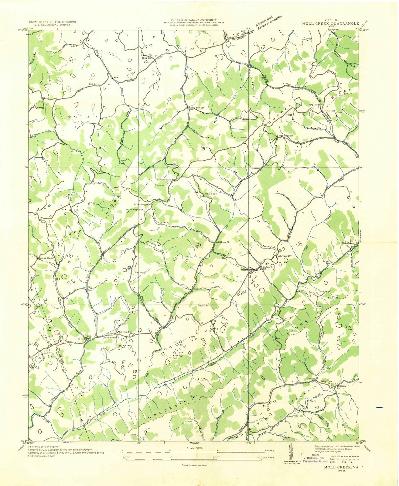 1935 Moll Creek, VA - Virginia - USGS Topographic Map