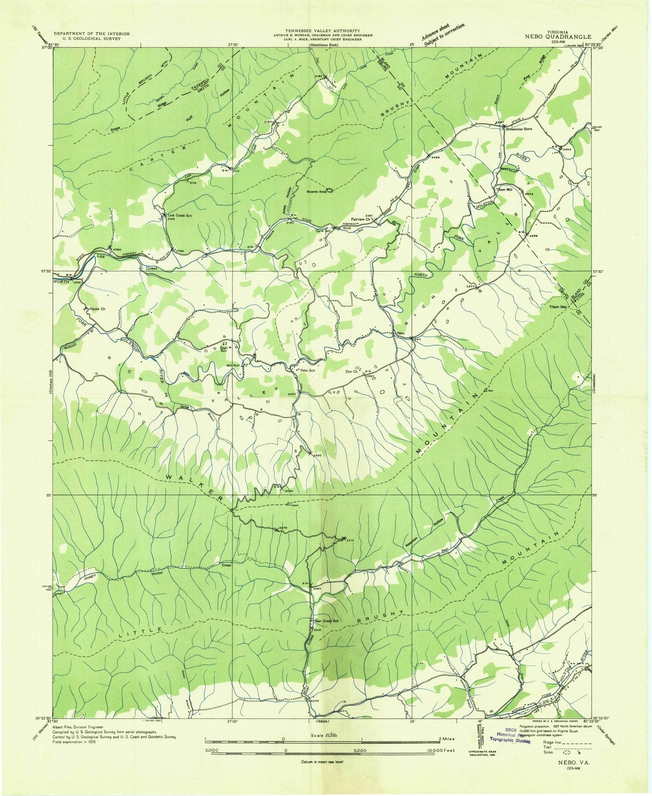 1935 Nebo, VA - Virginia - USGS Topographic Map