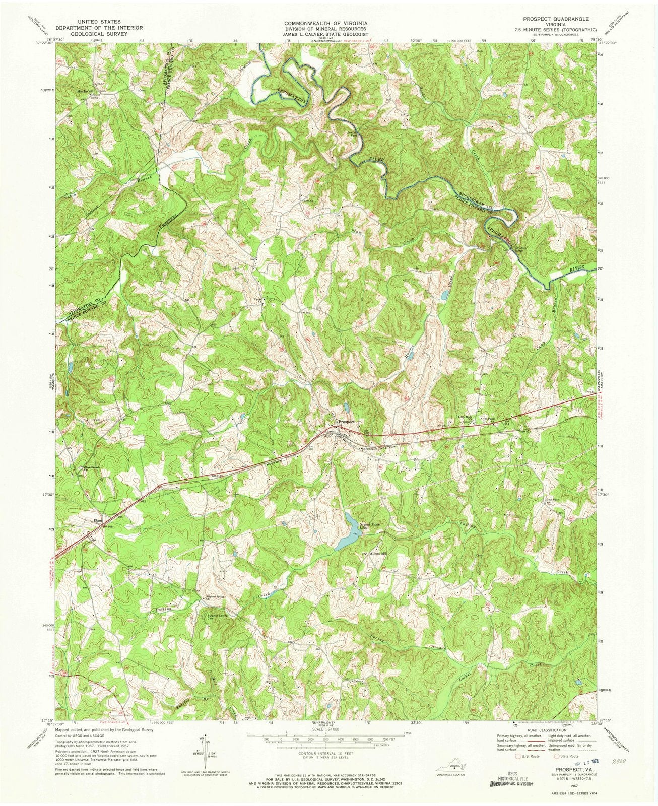 1967 Prospect, VA - Virginia - USGS Topographic Map