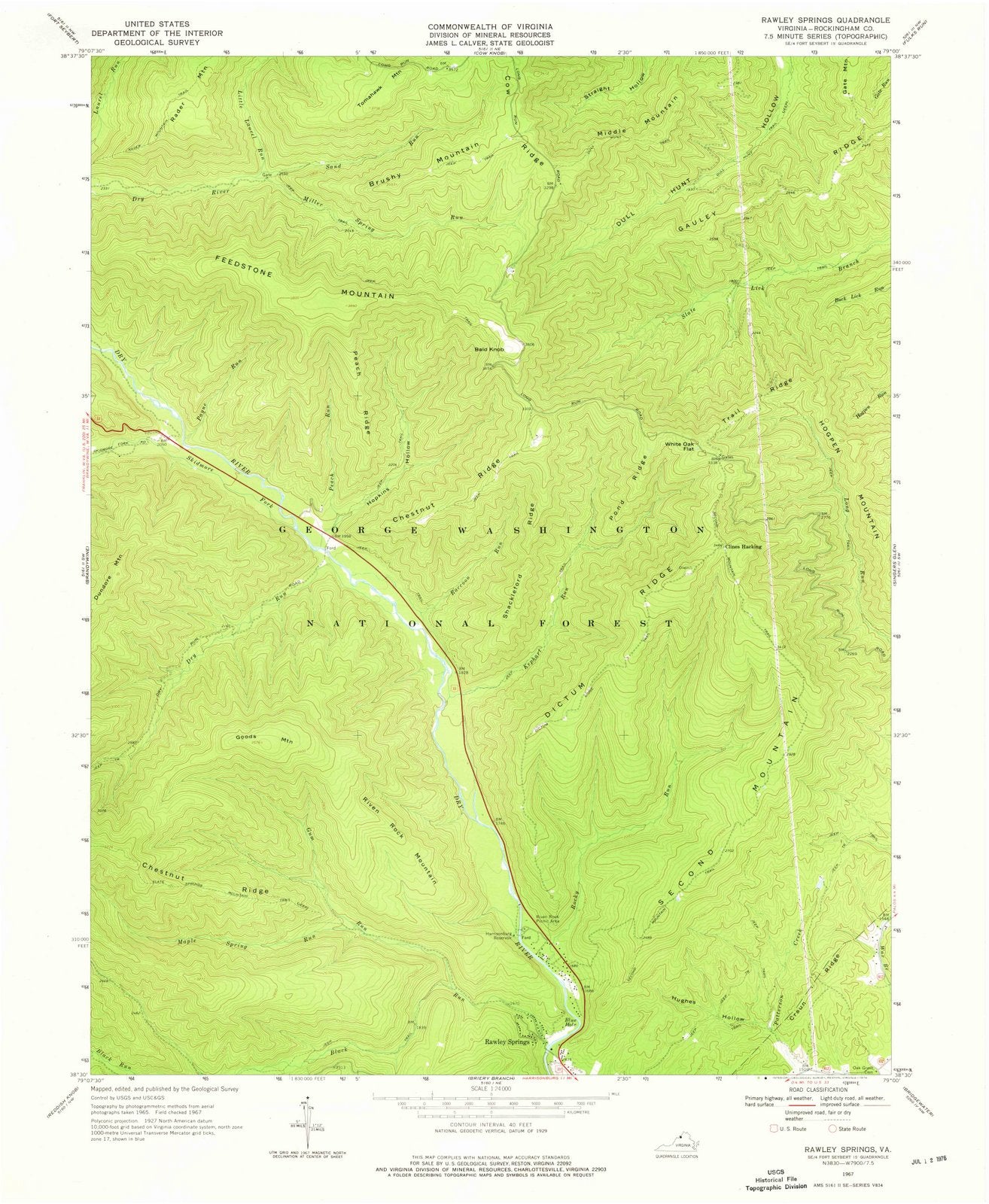 1967 Rawley Springs, VA - Virginia - USGS Topographic Map