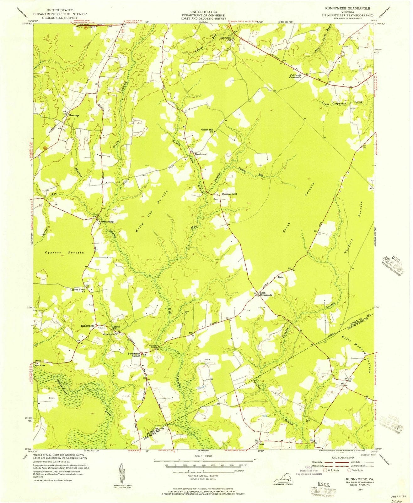1954 Runnymede, VA - Virginia - USGS Topographic Map