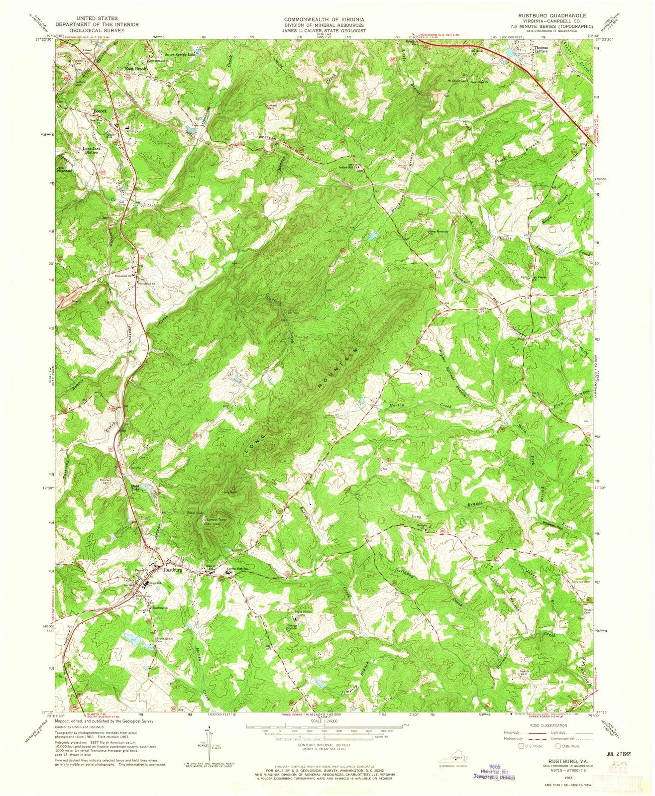 1963 Rustburg, VA - Virginia - USGS Topographic Map