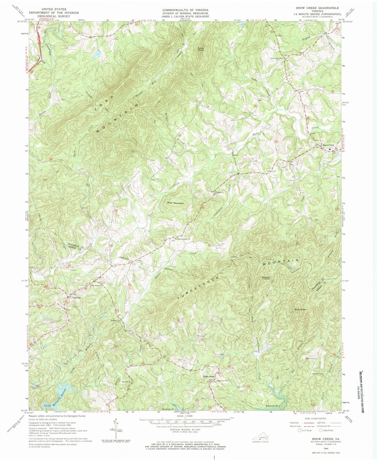 1964 Snow Creek, VA - Virginia - USGS Topographic Map