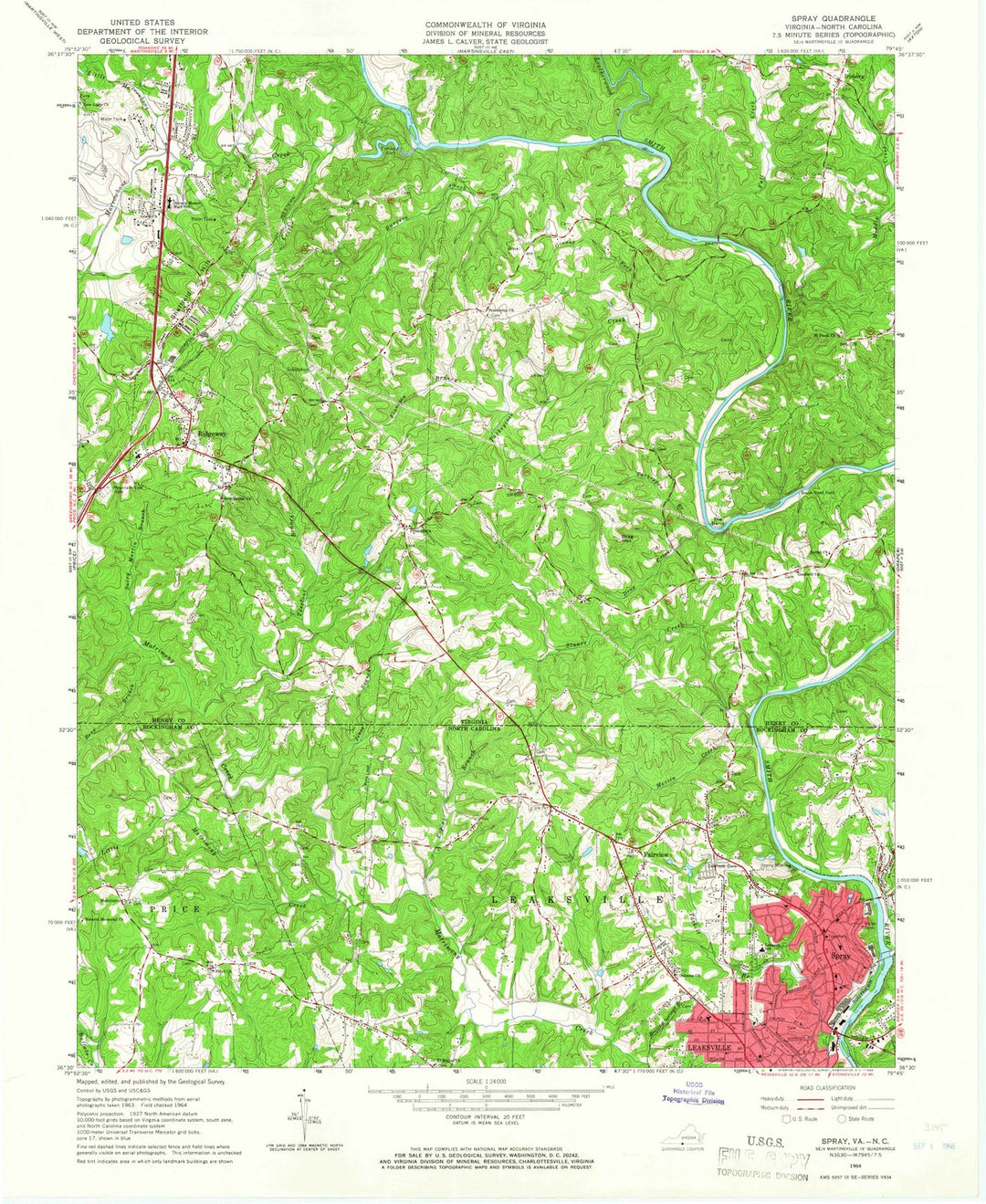 1964 Spray, NC - North Carolina - USGS Topographic Map