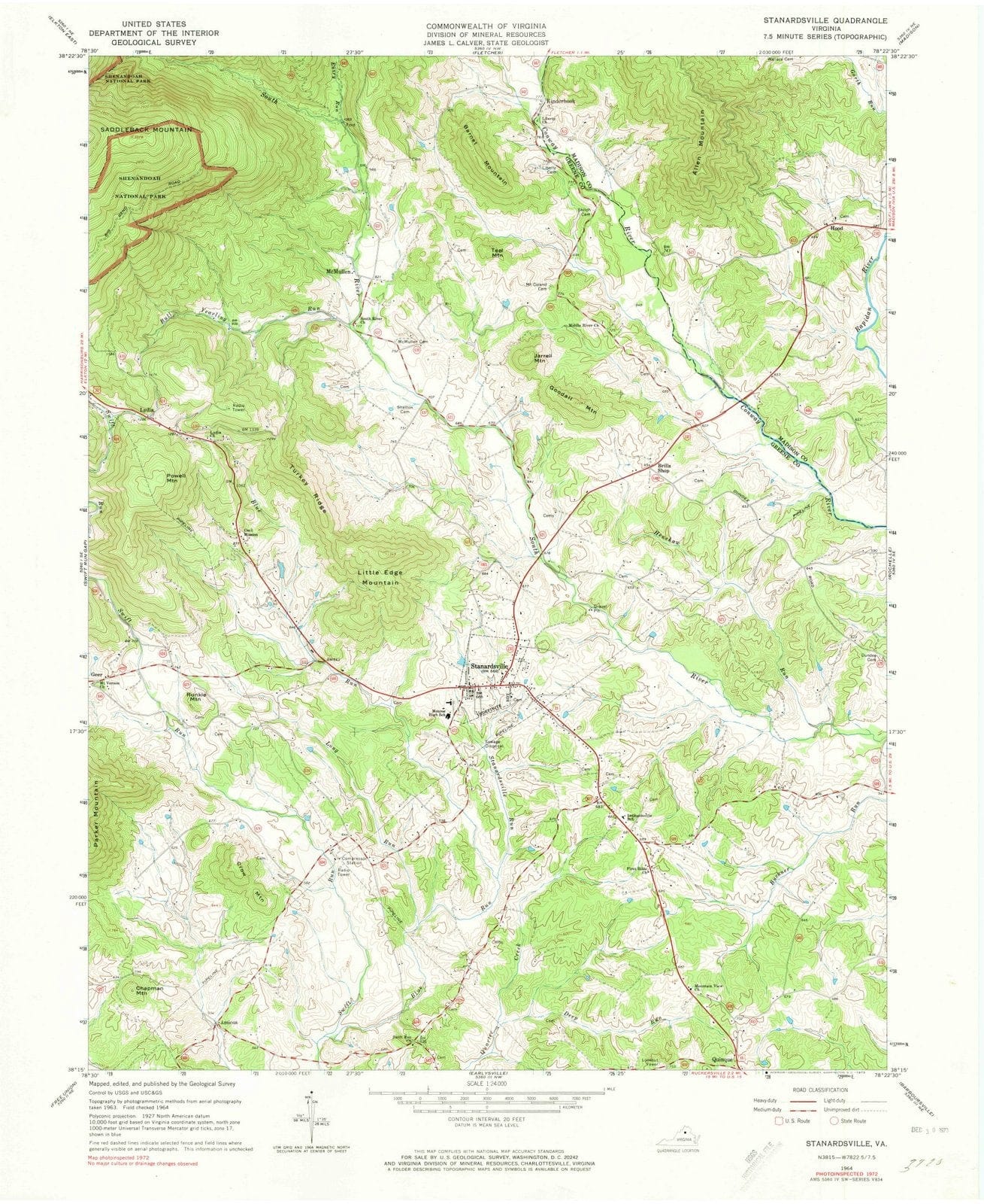 1964 Stanardsville, VA - Virginia - USGS Topographic Map