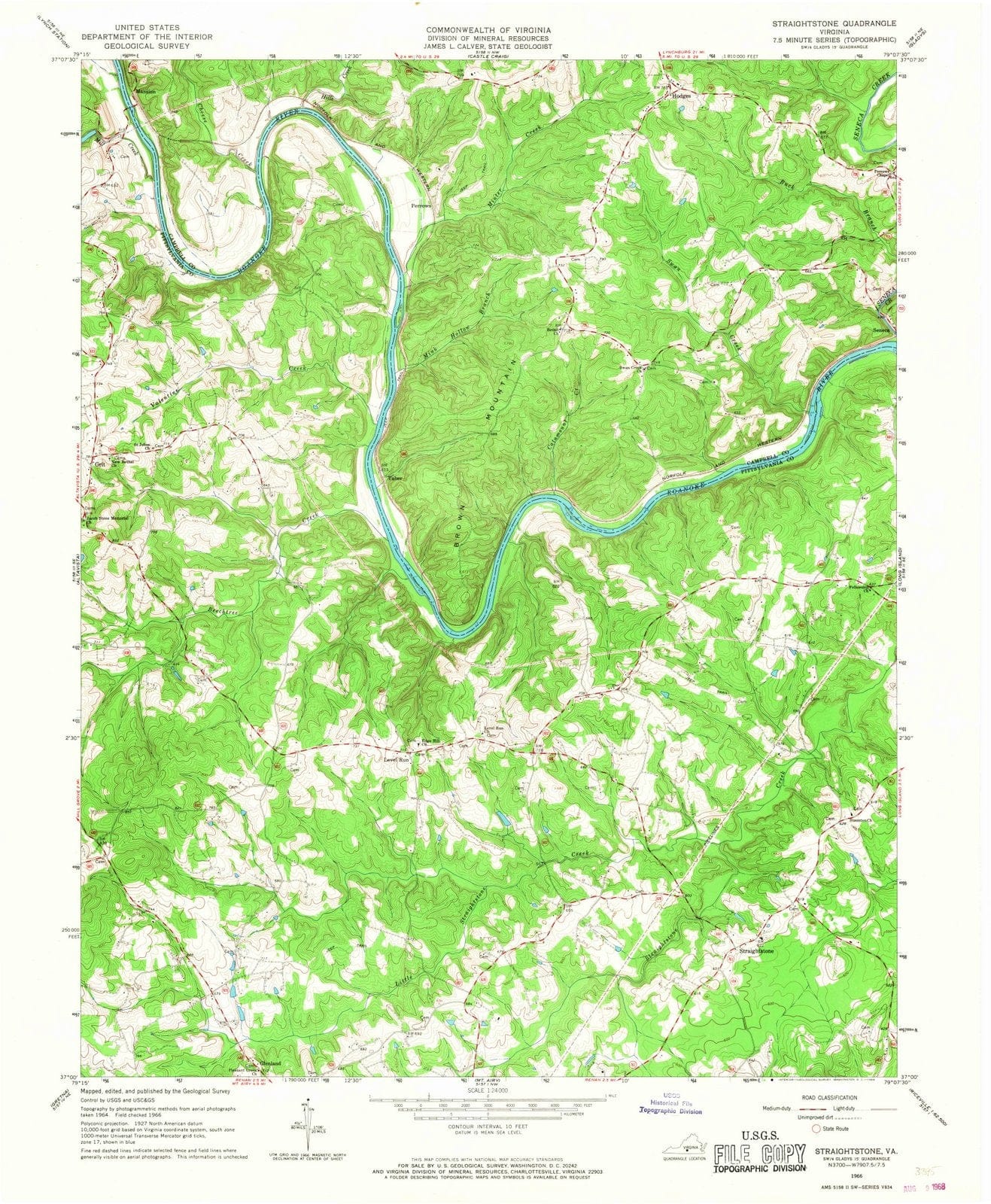 1966 Straightstone, VA - Virginia - USGS Topographic Map
