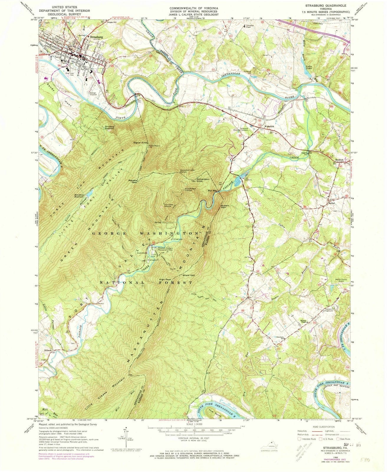 1966 Strasburg, VA - Virginia - USGS Topographic Map