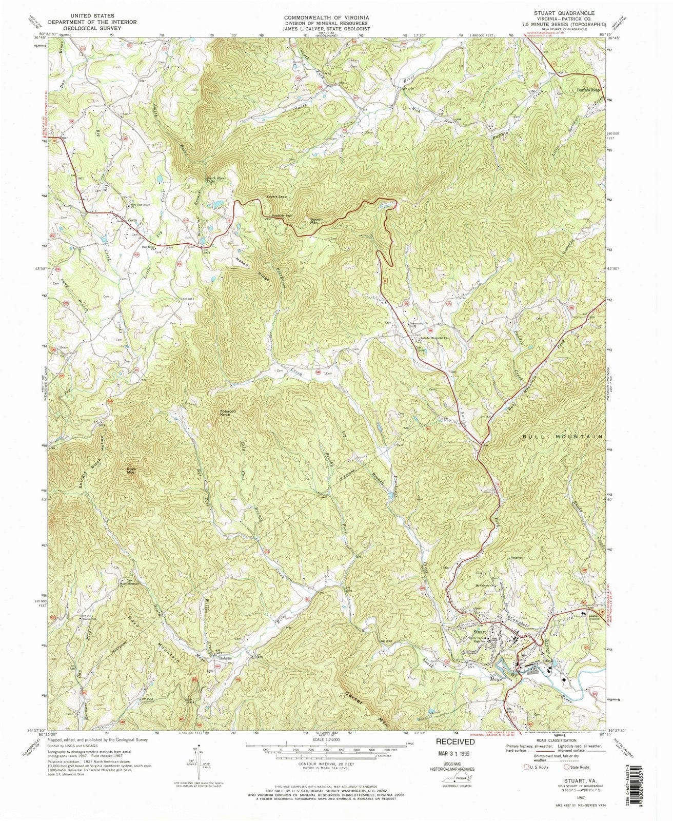 1967 Stuart, VA - Virginia - USGS Topographic Map