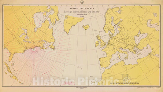 Historic Nautical Map - North Atlantic Ocean With Eastern North America And Europe, 1918 NOAA Base Historic Nautical Map - Vintage Wall Art