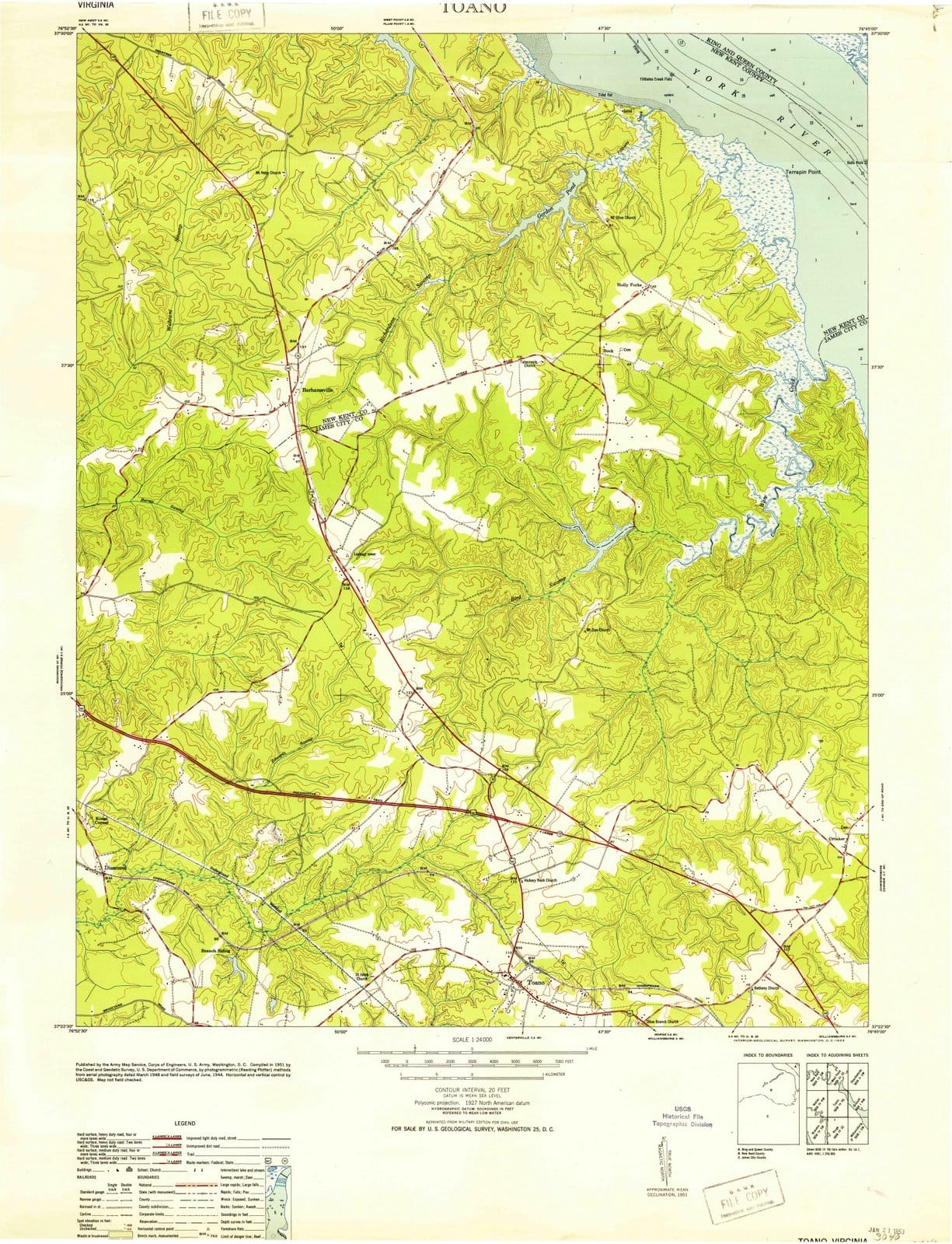 1953 Toano, VA - Virginia - USGS Topographic Map